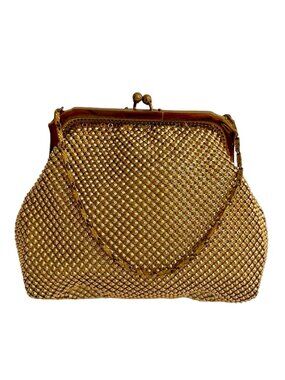 Vintage Whiting & Davis Gold Tone Mesh Evening Bag USA Made